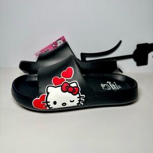Hello Kitty Girls Slide Sandals Black Red Hearts Size 13 1 Non Marking Sole